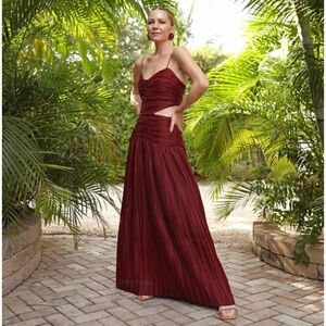 NEW Aje Laurier Wave Maxi Dress Burgundy 6 US